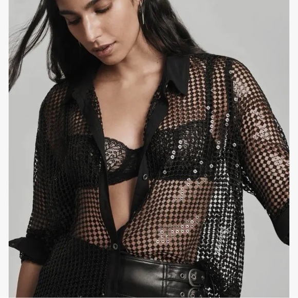 Anthropologie Tops - Anthropologie Pilcro Chain Mail Long Sleeve Button Down Blouse